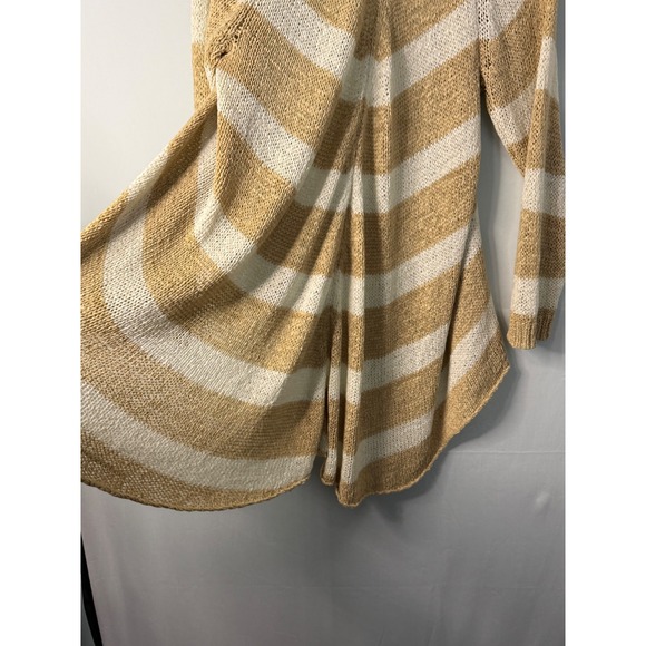 St Johns Bay Tan White Stripe Open Front Knit Cardigan Sweater XL - Picture 10 of 11